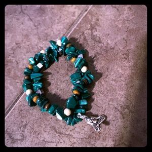 Malachite/Hematite Set w brown beads & yoga charm